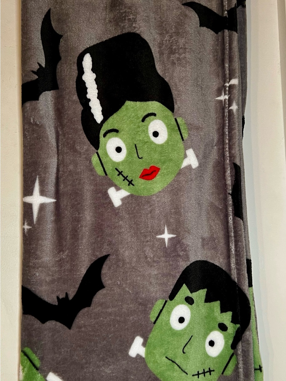 Halloween Frankenstein & His Bride Mrs Frankenstein Plush Throw Blanket Monsters